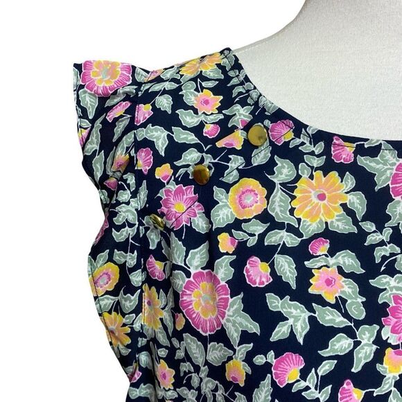 Loft Floral Blouse Ruffle Sleeve Size Large - Picture 2 of 6